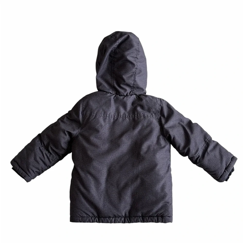 OshKosh B'gosh Charcoal Gray Kids Hooded Coat with Faux Fur Trim Boys 4T